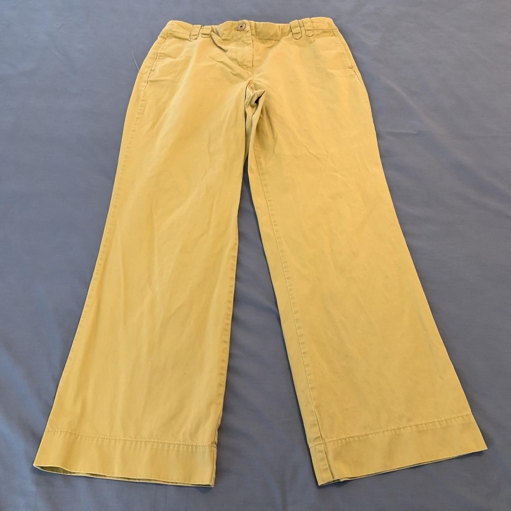 J Crew Chino Pants Womens 2 Yellow Original Fit Wide Leg Twill Cotton Casual‎